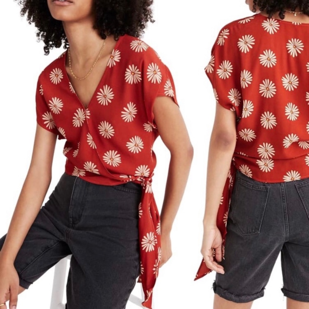 Madewell orange flower top